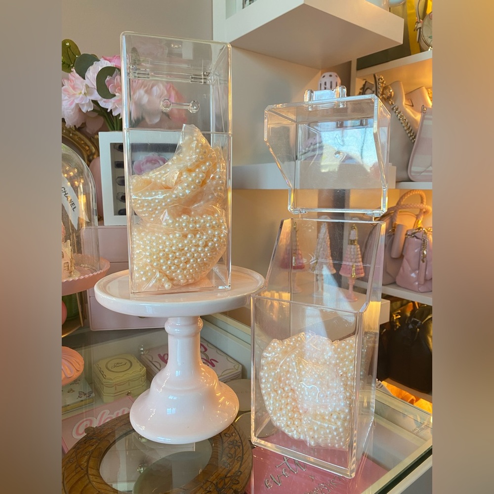2 ACRYLIC MAKEUP BRUSHES HOLDER WITH PEARLS